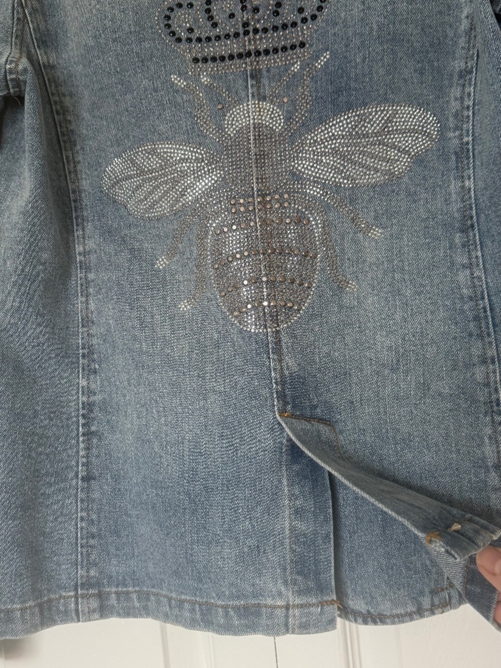 Hipchik Couture Denim Jacket/Blazer with Crystal Bee & Crown Bling - Picture 7 of 7